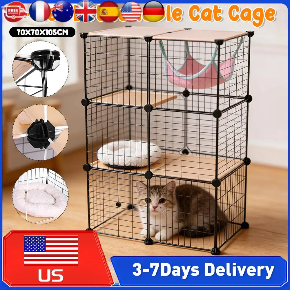 3 Tiers Detachable Cat Cage Indoor Cat Enclosures with Hammock Bed Wire Kennel Crate Pet Playpen Large Area for 1-3 Cats Kitten
3 Tiers Detachable Cat Cage Indoor Cat Enclosures with Hammock Bed Wire Kennel Crate Pet Playpen Large Area for 1-3 Cats Kitten