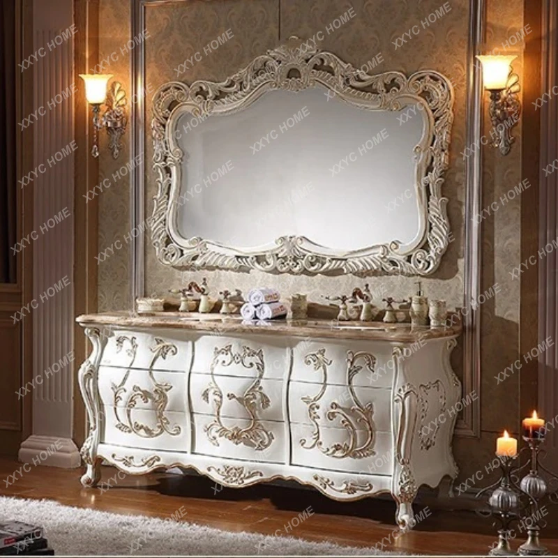 LBathroom Cabinet Vanity Style Solid Red Oak Wood Combination Curved Oak Double Basin Marble Top Hand Washing Cabinet
LBathroom Cabinet Vanity Style Solid Red Oak Wood Combination Curved Oak Double Basin Marble Top Hand Washing Cabinet