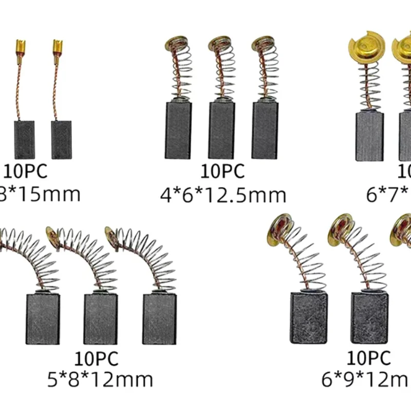 50pcs Carbon Brushes Replacement Kit Durable Motor Parts For Electric Drills Sanders Grinders Power Tool Repair
50pcs Carbon Brushes Replacement Kit Durable Motor Parts For Electric Drills Sanders Grinders Power Tool Repair