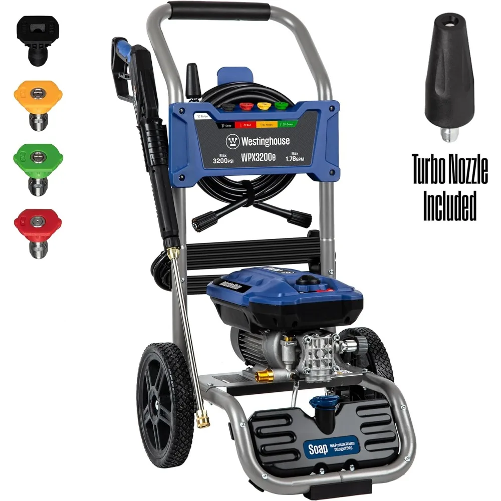 WPX3200e Electric Pressure Washer, 3200 PSI and 1.76 Max GPM, Induction Motor, Onboard Soap Tank
WPX3200e Electric Pressure Washer, 3200 PSI and 1.76 Max GPM, Induction Motor, Onboard Soap Tank