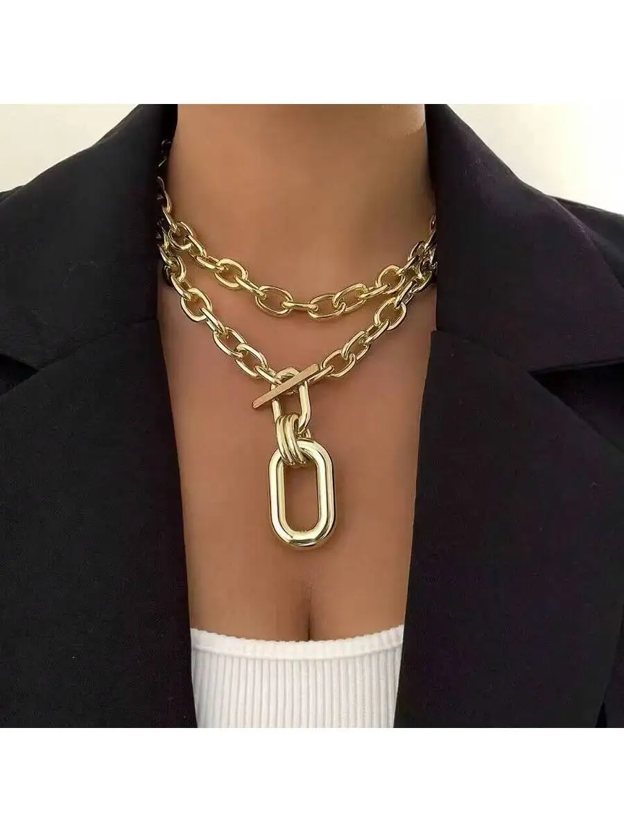 Layered Chunky Chain Necklace For Women Hip Hop Punk Style
Layered Chunky Chain Necklace For Women Hip Hop Punk Style