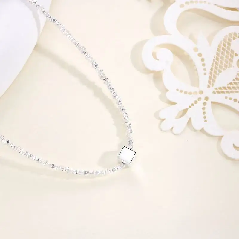 S999 Silver Square Broken Silver Necklace for Women, Versatile, Fashionable, Light Luxury, Minimalist, Cold, Irregular Style
S999 Silver Square Broken Silver Necklace for Women, Versatile, Fashionable, Light Luxury, Minimalist, Cold, Irregular Style