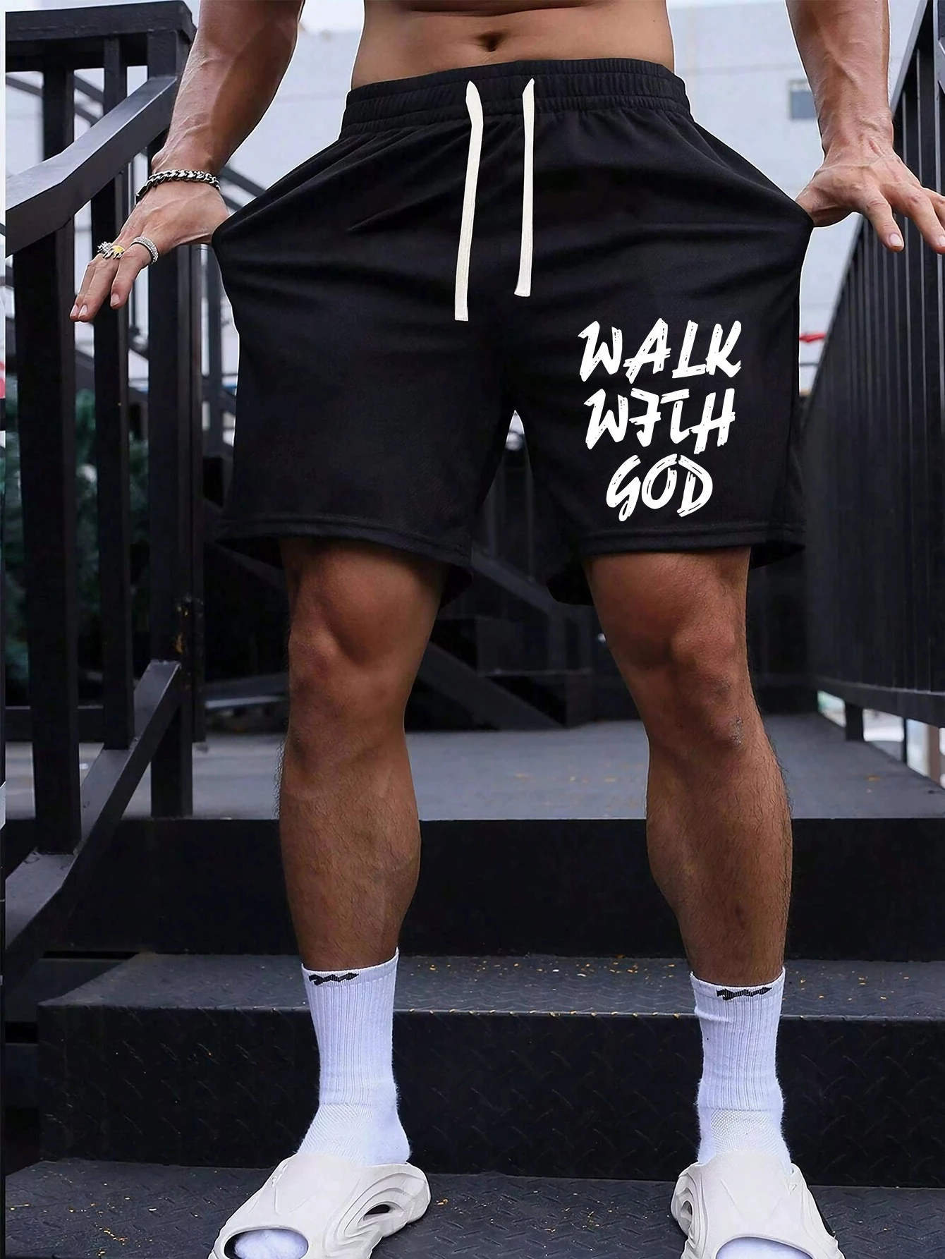 Men's Stylish and Versatile Letter Print Casual Shorts Loose Fit Elastic Waistband with Drawstring Suitable for Everyday Wear
Men's Stylish and Versatile Letter Print Casual Shorts Loose Fit Elastic Waistband with Drawstring Suitable for Everyday Wear