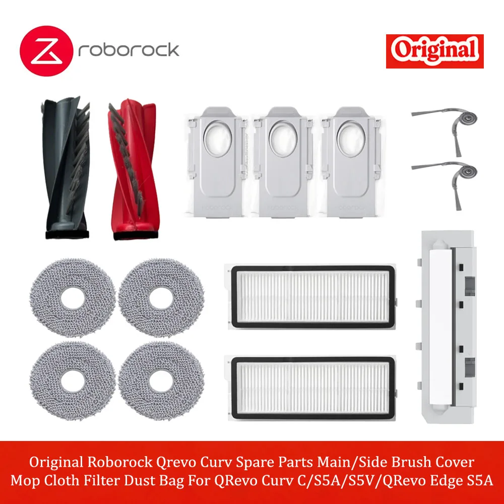 Roborock Qrevo Curv Spare Parts Main/Side Brush Cover Mop Cloth Filter Dust Bag For QRevo Curv C/S5A/S5V/QRevo Edge S5A
Roborock Qrevo Curv Spare Parts Main/Side Brush Cover Mop Cloth Filter Dust Bag For QRevo Curv C/S5A/S5V/QRevo Edge S5A
