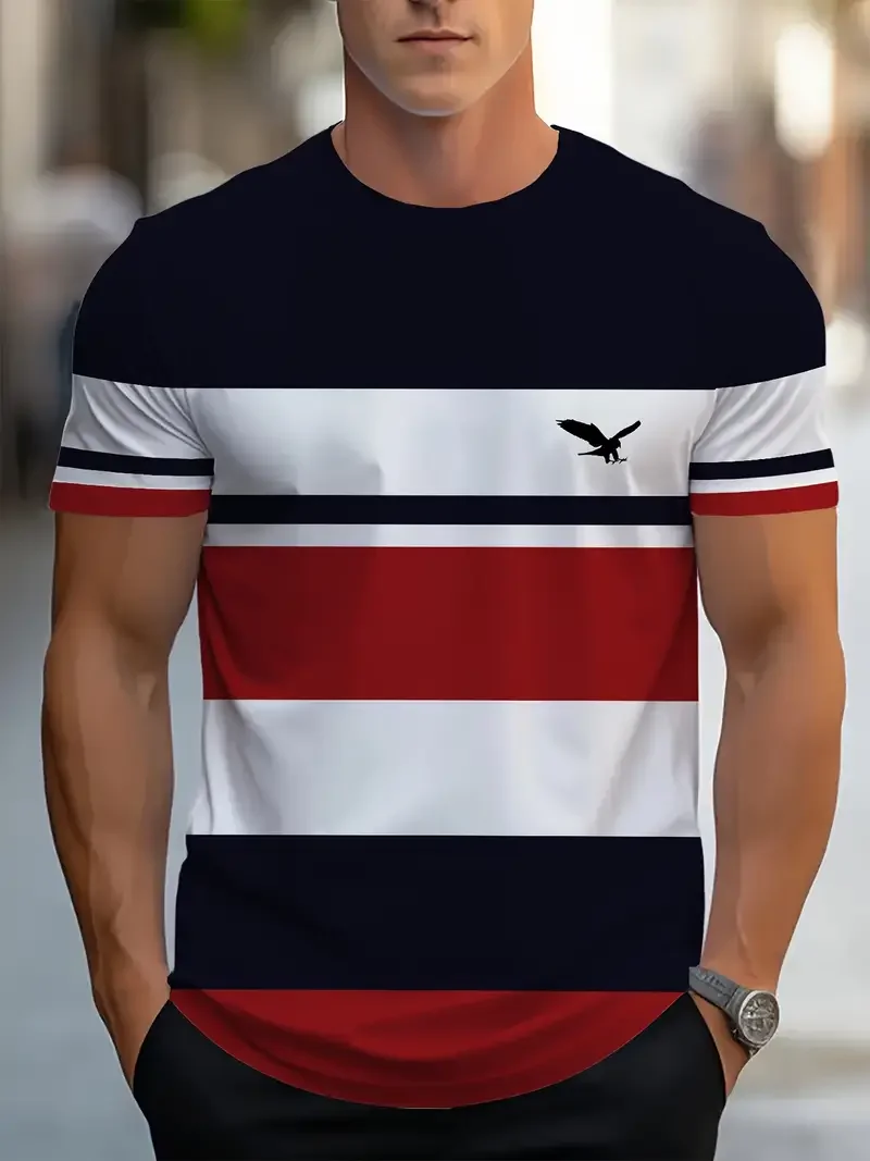Men's fashion striped T-shirt round neck short sleeved T-shirt summer casual top suitable for daily wear breathable men clothing
Men's fashion striped T-shirt round neck short sleeved T-shirt summer casual top suitable for daily wear breathable men clothing