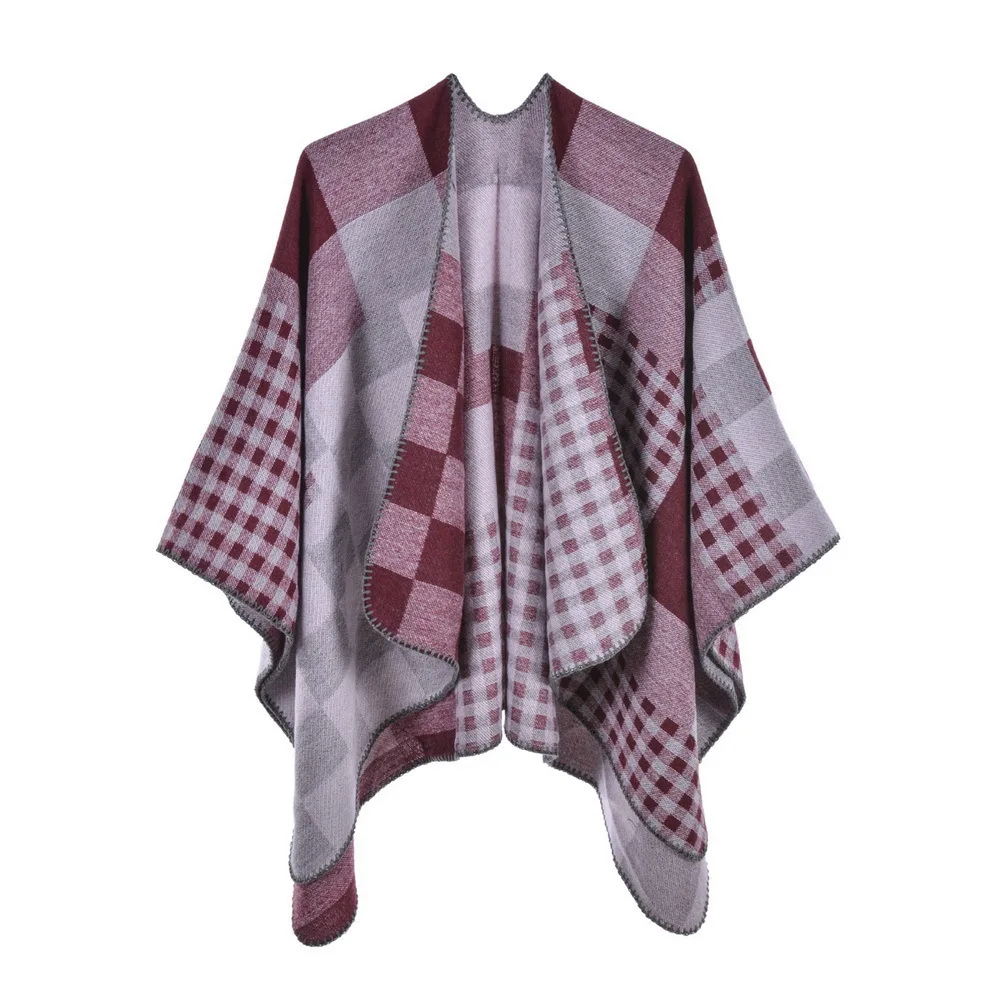 Autumn Winter Plaid Women's Knitted Shawl Double-sided Split Shawl Fashion Street Poncho Lady Capes Cloaks
Autumn Winter Plaid Women's Knitted Shawl Double-sided Split Shawl Fashion Street Poncho Lady Capes Cloaks