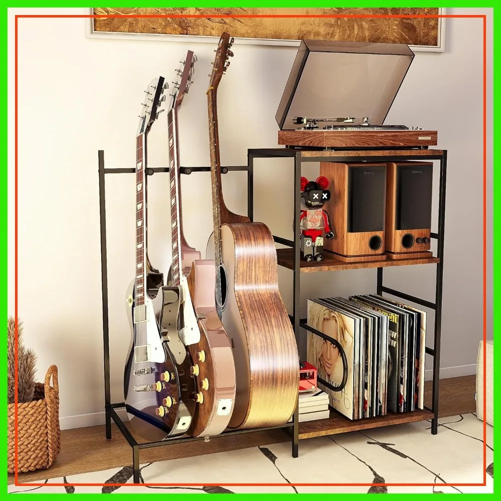 3-Tier Guitar Stand with Storage Shelf, Soft-Padded for Acoustic & Electric Guitars, Display Rack with Amp Accessories
3-Tier Guitar Stand with Storage Shelf, Soft-Padded for Acoustic & Electric Guitars, Display Rack with Amp Accessories