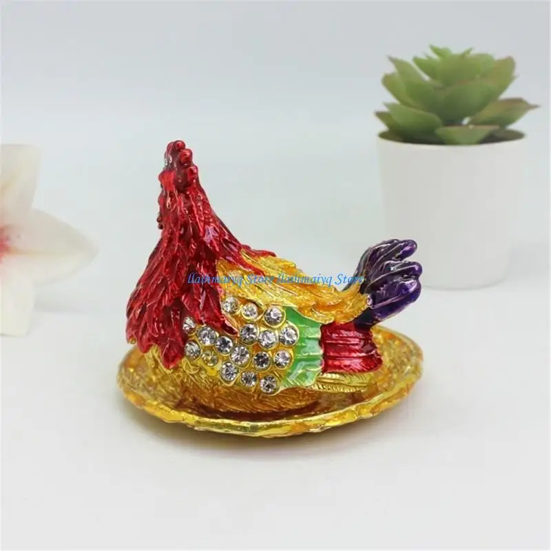 573B Elegant Enamel Plated Metal Hen Jewelry Box For Rings Earrings And Small Accessories Decorative Trinket Holder
573B Elegant Enamel Plated Metal Hen Jewelry Box For Rings Earrings And Small Accessories Decorative Trinket Holder