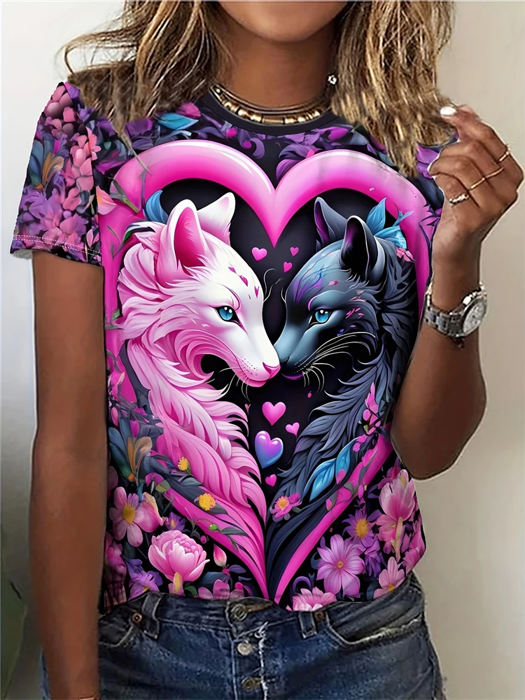 2025 Summer Fashion Women's T-Shirt 3D Heart Pattern Short Sleeve Plus Size Elegant Everyday T-Shirt Casual Loose Women's Top
2025 Summer Fashion Women's T-Shirt 3D Heart Pattern Short Sleeve Plus Size Elegant Everyday T-Shirt Casual Loose Women's Top