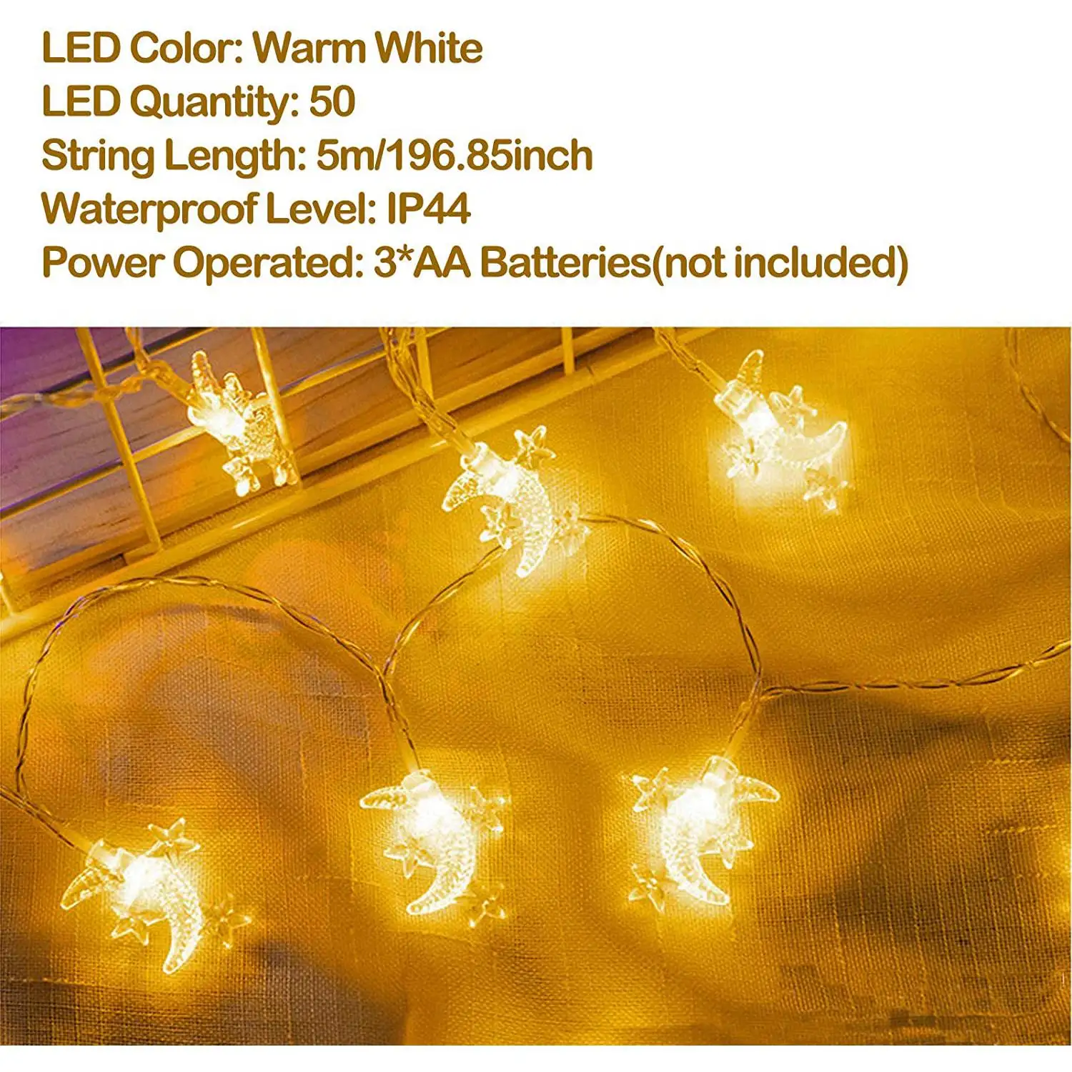 【VALUE MONEY】Луна Мини-Звезда Гирлянды на батарейках, 16,4 фута 50 светодиодных мерцающих фонарей Гирлянды для патио в саду, свадьбы
【VALUE MONEY】Луна Мини-Звезда Гирлянды на батарейках, 16,4 фута 50 светодиодных мерцающих фонарей Гирлянды для патио в саду, свадьбы