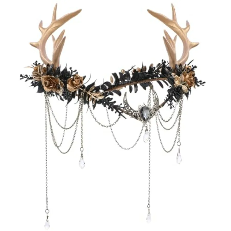 Woodland Fairy Antler Crown - Flower Deer Antler Elf Crown with Tassel for Renaissance Renfaire Women Fantasy Cosplay
Woodland Fairy Antler Crown - Flower Deer Antler Elf Crown with Tassel for Renaissance Renfaire Women Fantasy Cosplay
