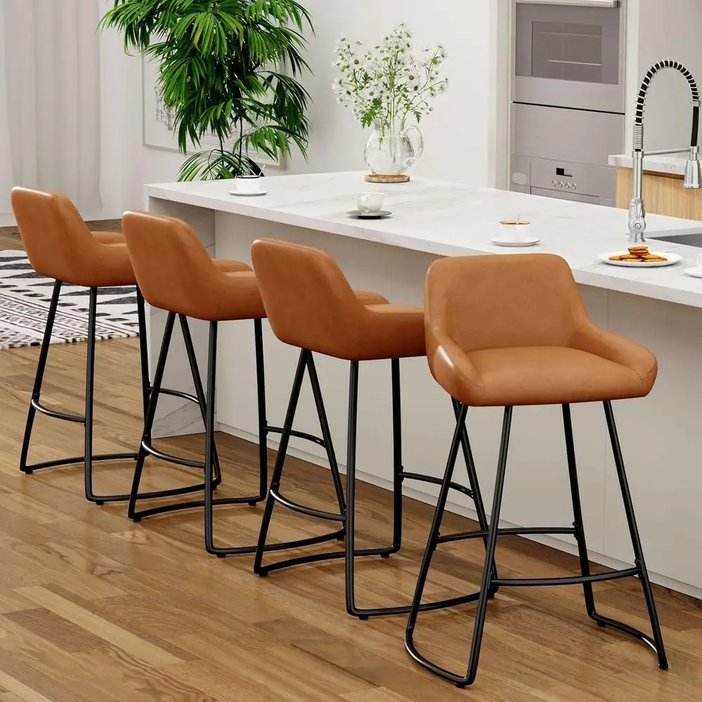 Набор из 4 шт., 24 барных стула со спинкой, кухонные островные стулья из искусственной кожи, современный дизайн с металлическими ножками (коричневый)
Набор из 4 шт., 24 барных стула со спинкой, кухонные островные стулья из искусственной кожи, современный дизайн с металлическими ножками (коричневый)
