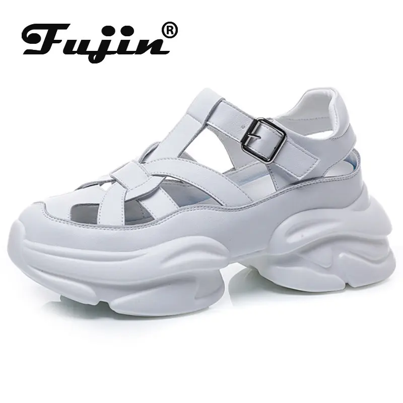 Fujin 7CM Genuine Leather Sandals Women Comfortable Shoes Ladies Fashion Women Summer Platform Wedge Lady Breathable Hook Heels
Fujin 7CM Genuine Leather Sandals Women Comfortable Shoes Ladies Fashion Women Summer Platform Wedge Lady Breathable Hook Heels