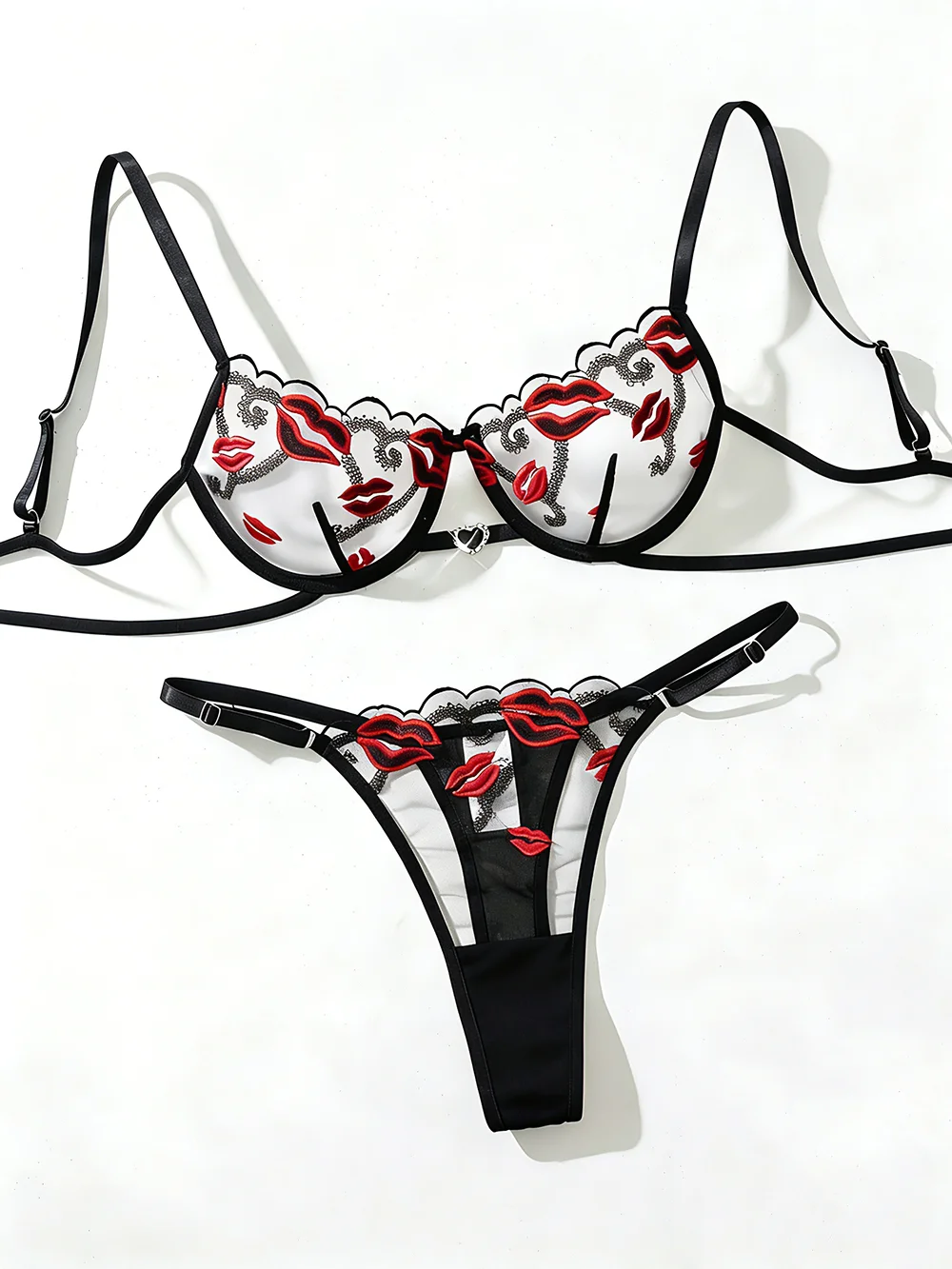 Lusxy Desire Seductive Sheer Mesh Lingerie Set Red Lip Print Bra & Thong Two-Piece Erotic Nightwear Sexy Lip Embroidery Lingerie
Lusxy Desire Seductive Sheer Mesh Lingerie Set Red Lip Print Bra & Thong Two-Piece Erotic Nightwear Sexy Lip Embroidery Lingerie