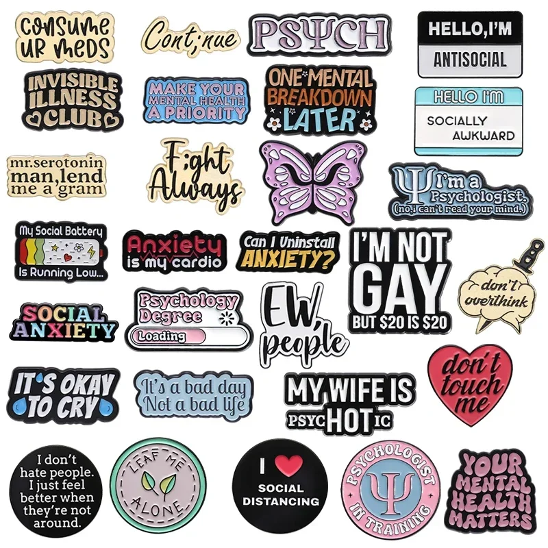 Psychology Mental Health Enamel Pin Custom Social Anxiety Don't Overthink Brooches Backpack Lapel Badge Jewelry Accessories
Psychology Mental Health Enamel Pin Custom Social Anxiety Don't Overthink Brooches Backpack Lapel Badge Jewelry Accessories