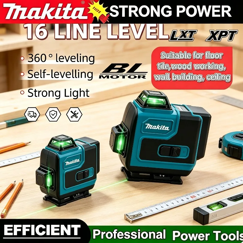 Makita 16-Line Green Laser Level Wall-Mounted, High-Precision, Portable Self-Leveling Tool with High Accuracy
Makita 16-Line Green Laser Level Wall-Mounted, High-Precision, Portable Self-Leveling Tool with High Accuracy