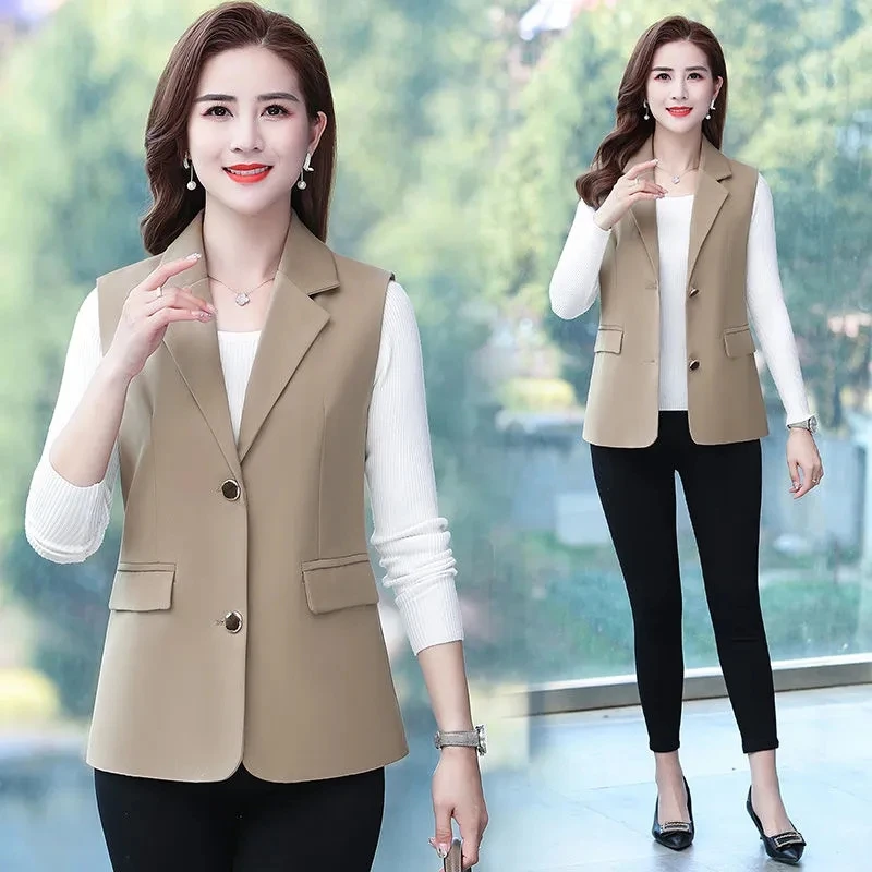 Vest women's high-end spring and summer mother's wear vest jacket short sleeveless Fashion women's waistcoat suit vest
Vest women's high-end spring and summer mother's wear vest jacket short sleeveless Fashion women's waistcoat suit vest