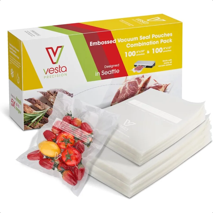 Vacuum Sealer Bags 100 Pint 6x10 and 100 Quart 8x12 Keeper Premium Seal Bags for Food Saver Ideal for Meal Prep Sous Vide and S
Vacuum Sealer Bags 100 Pint 6x10 and 100 Quart 8x12 Keeper Premium Seal Bags for Food Saver Ideal for Meal Prep Sous Vide and S