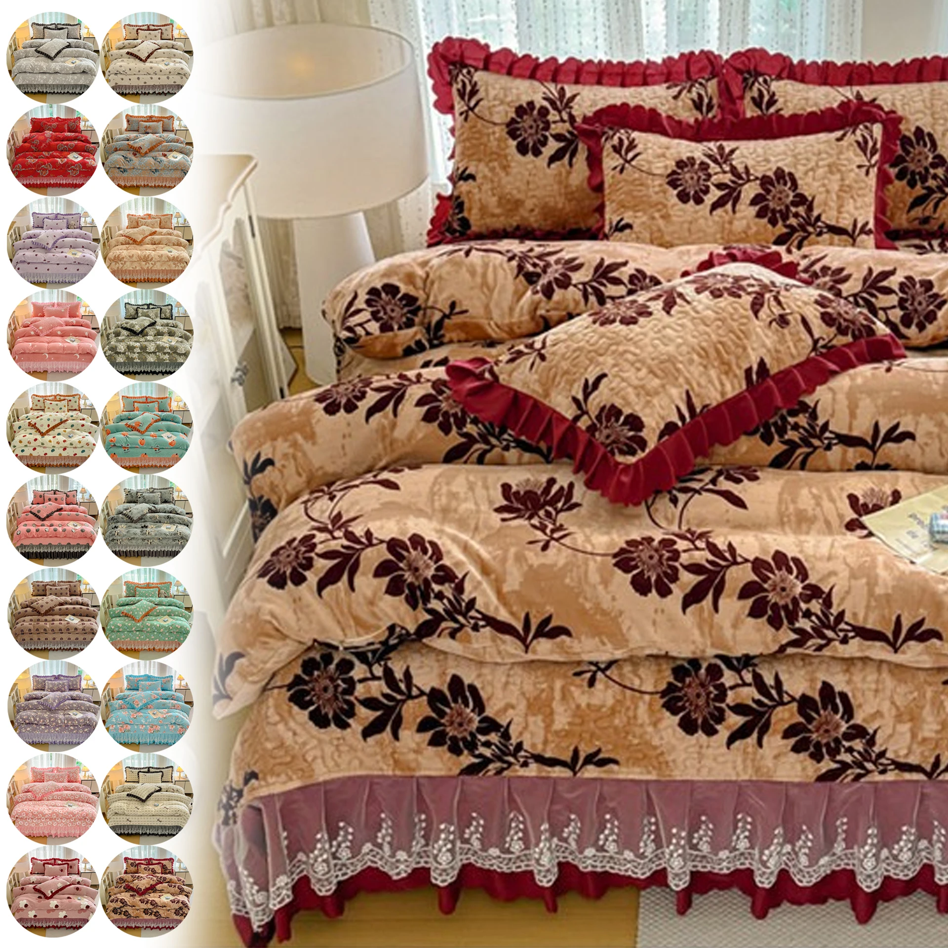 Colorful Striped Milk Velvet Duvet Cover Soft Thick Floral Bedding Comforter Cover King 4PCS Quilt Covers Покрывало На Кровать
Colorful Striped Milk Velvet Duvet Cover Soft Thick Floral Bedding Comforter Cover King 4PCS Quilt Covers Покрывало На Кровать