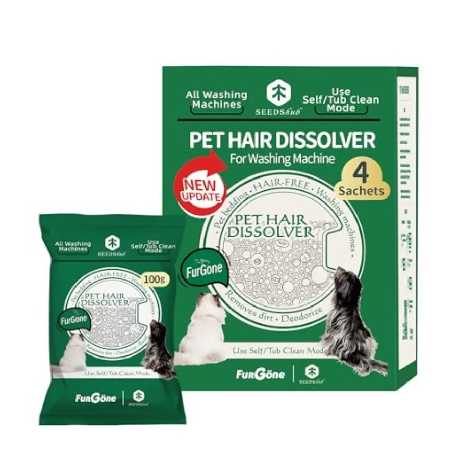 by Seedshub Upgraded Pet Hair Dissolver Pro Washing Machine Cleaner Powder, Deep Cleaning Pet Bedding, 100g, 4 Sachets, Dog Cat
by Seedshub Upgraded Pet Hair Dissolver Pro Washing Machine Cleaner Powder, Deep Cleaning Pet Bedding, 100g, 4 Sachets, Dog Cat