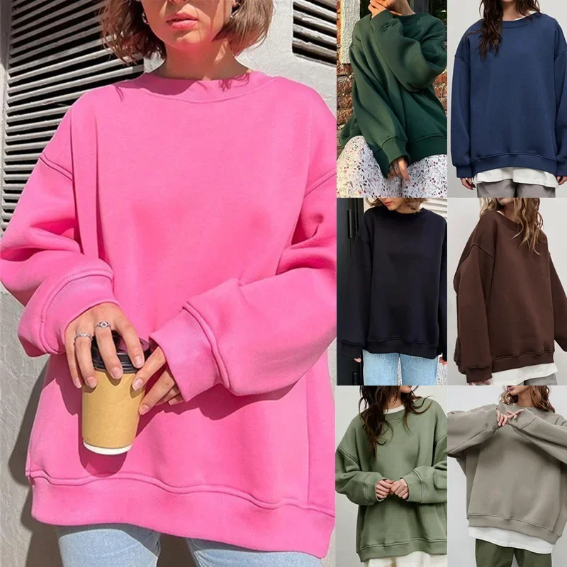2025 Autumn Winter Women Fashion Loose Round Neck Fleece Sweatshirts & Hoodie Female Solid Color Casual Top Pullover
2025 Autumn Winter Women Fashion Loose Round Neck Fleece Sweatshirts & Hoodie Female Solid Color Casual Top Pullover