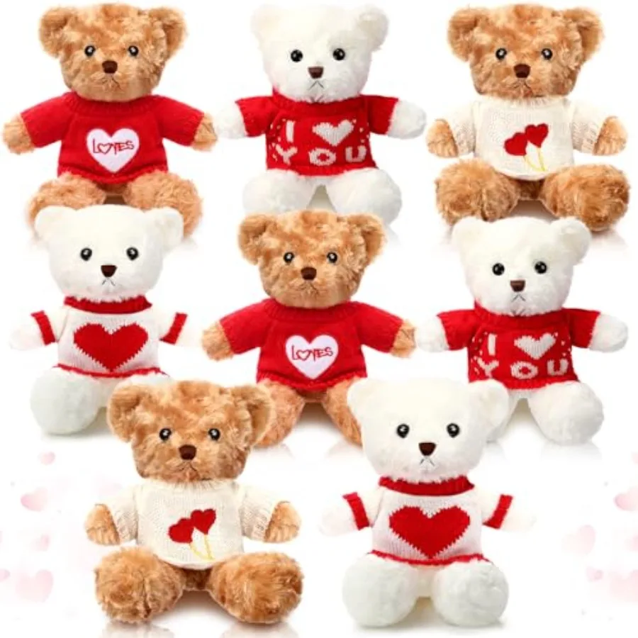 Набор из 8 плюшевых мишек ко Дню святого Валентина, 25 см, милые мягкие игрушки с сердечками на одежде, для девушки, на День матери, на свадьбу
Набор из 8 плюшевых мишек ко Дню святого Валентина, 25 см, милые мягкие игрушки с сердечками на одежде, для девушки, на День матери, на свадьбу