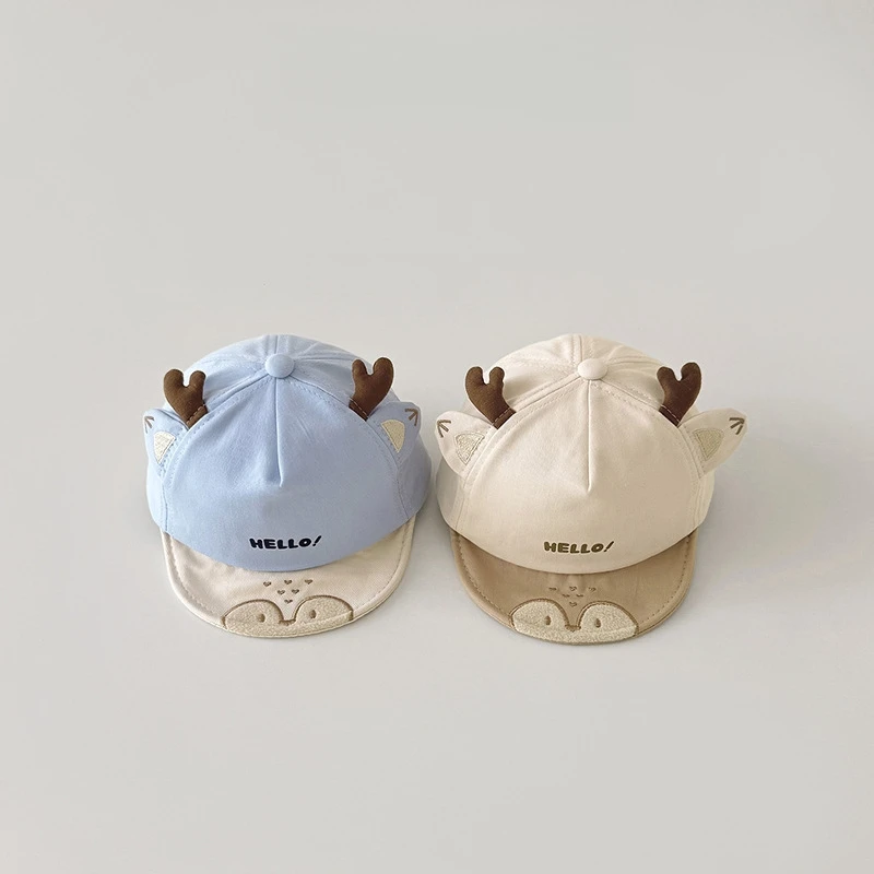 Детская шапка в корейском стиле для детей 5-16 месяцев с вышивкой оленёнка и 3D-рожками, кепка с мягким козырьком для защиты от солнца
Детская шапка в корейском стиле для детей 5-16 месяцев с вышивкой оленёнка и 3D-рожками, кепка с мягким козырьком для защиты от солнца
