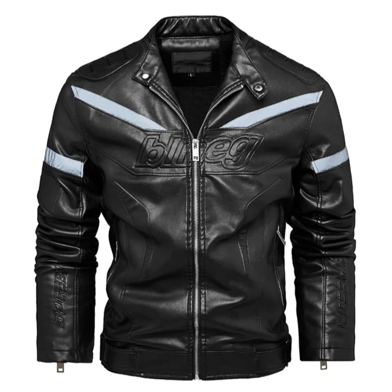 Autumn Winter PU Leather Jacket Men Reflective Stand Collar Slim Fit Fleece Warm Coat L-3XL Faux Jackets
Autumn Winter PU Leather Jacket Men Reflective Stand Collar Slim Fit Fleece Warm Coat L-3XL Faux Jackets
