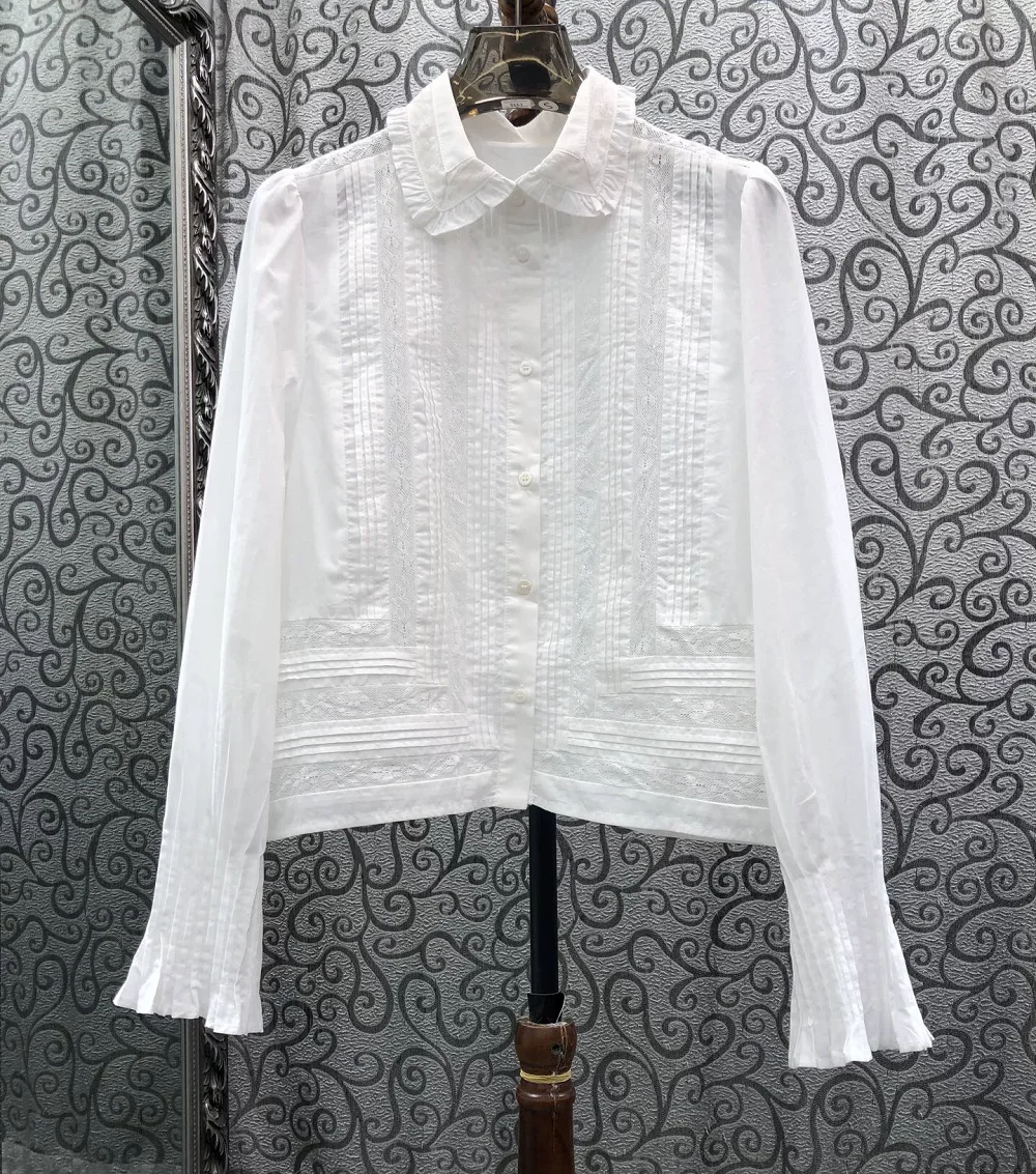 100%Cotton Shirts 2026 Spring Summer Style Women Turn-down Collar Lace Patchwork Long Sleeve Elegant White Shirts Blouse Female
100%Cotton Shirts 2026 Spring Summer Style Women Turn-down Collar Lace Patchwork Long Sleeve Elegant White Shirts Blouse Female