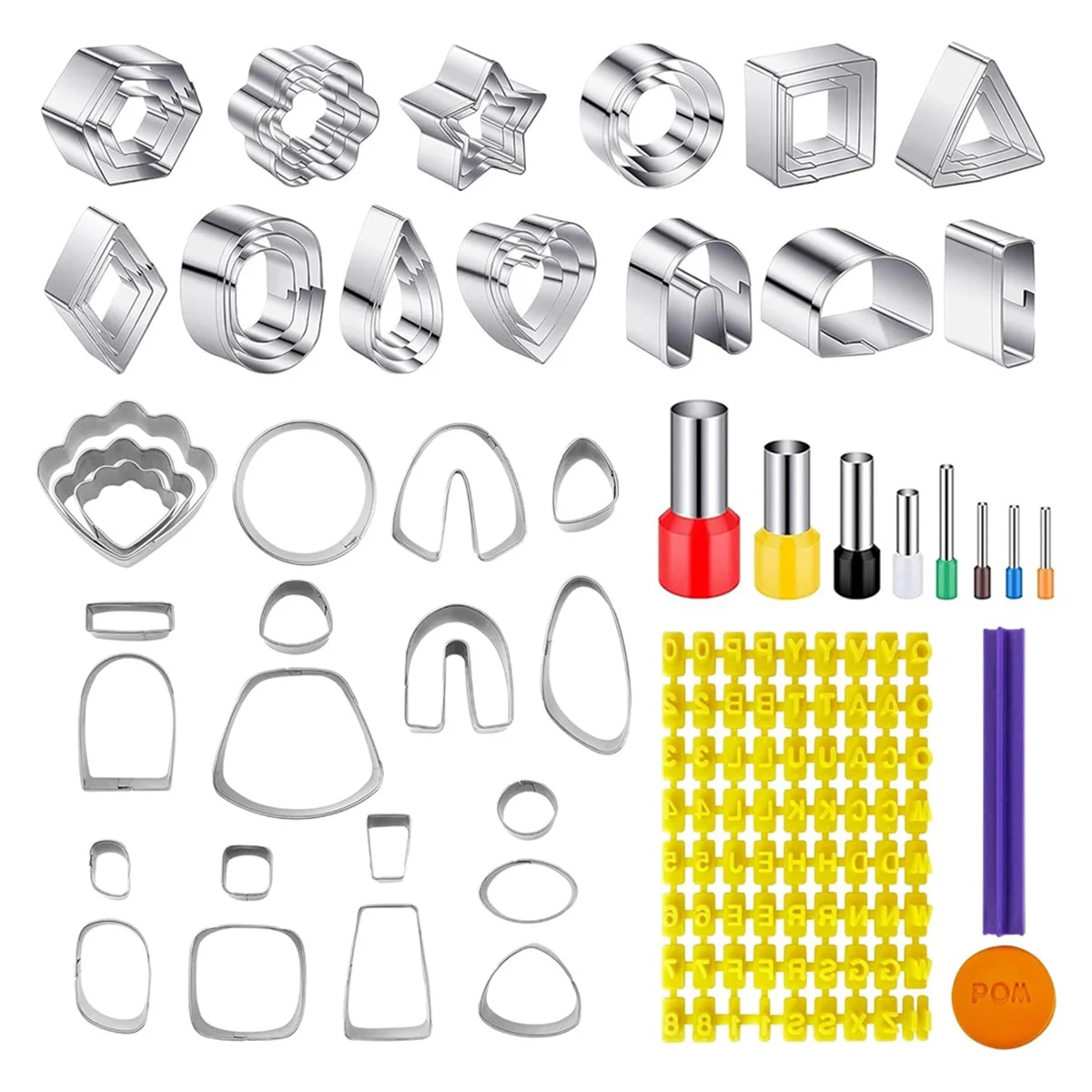 60 Pcs Clay Tools Set,Polymer Clay Cutters for Earring Making, 51 Shapes Stainless Steel Clay Cutters
60 Pcs Clay Tools Set,Polymer Clay Cutters for Earring Making, 51 Shapes Stainless Steel Clay Cutters