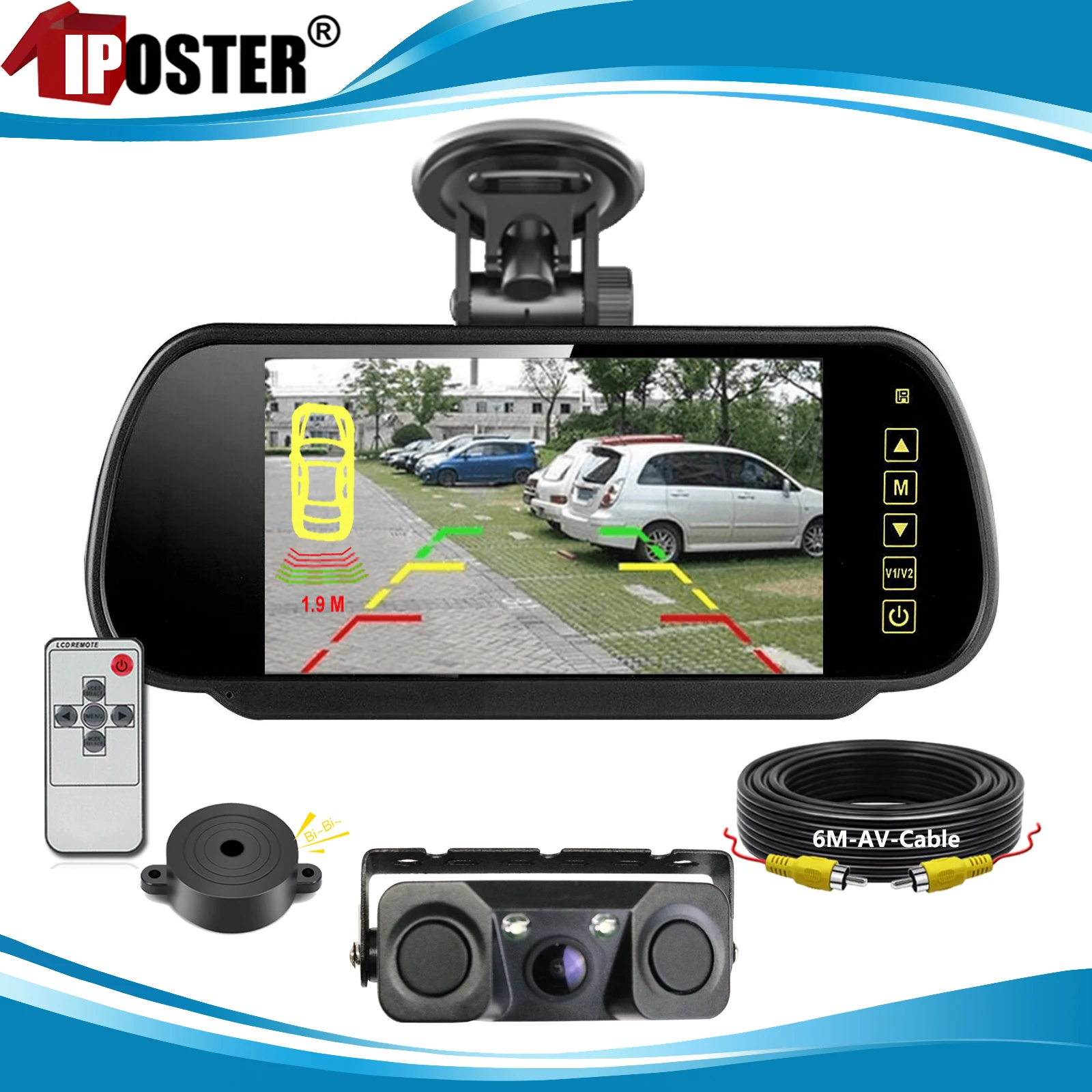 iPoster 7 Inch IPS Screen AHD Car Rear View Mirror Monitor Windscreen Suction 1080P Parking Radar Sensor Reversing Camera HD Kit
iPoster 7 Inch IPS Screen AHD Car Rear View Mirror Monitor Windscreen Suction 1080P Parking Radar Sensor Reversing Camera HD Kit