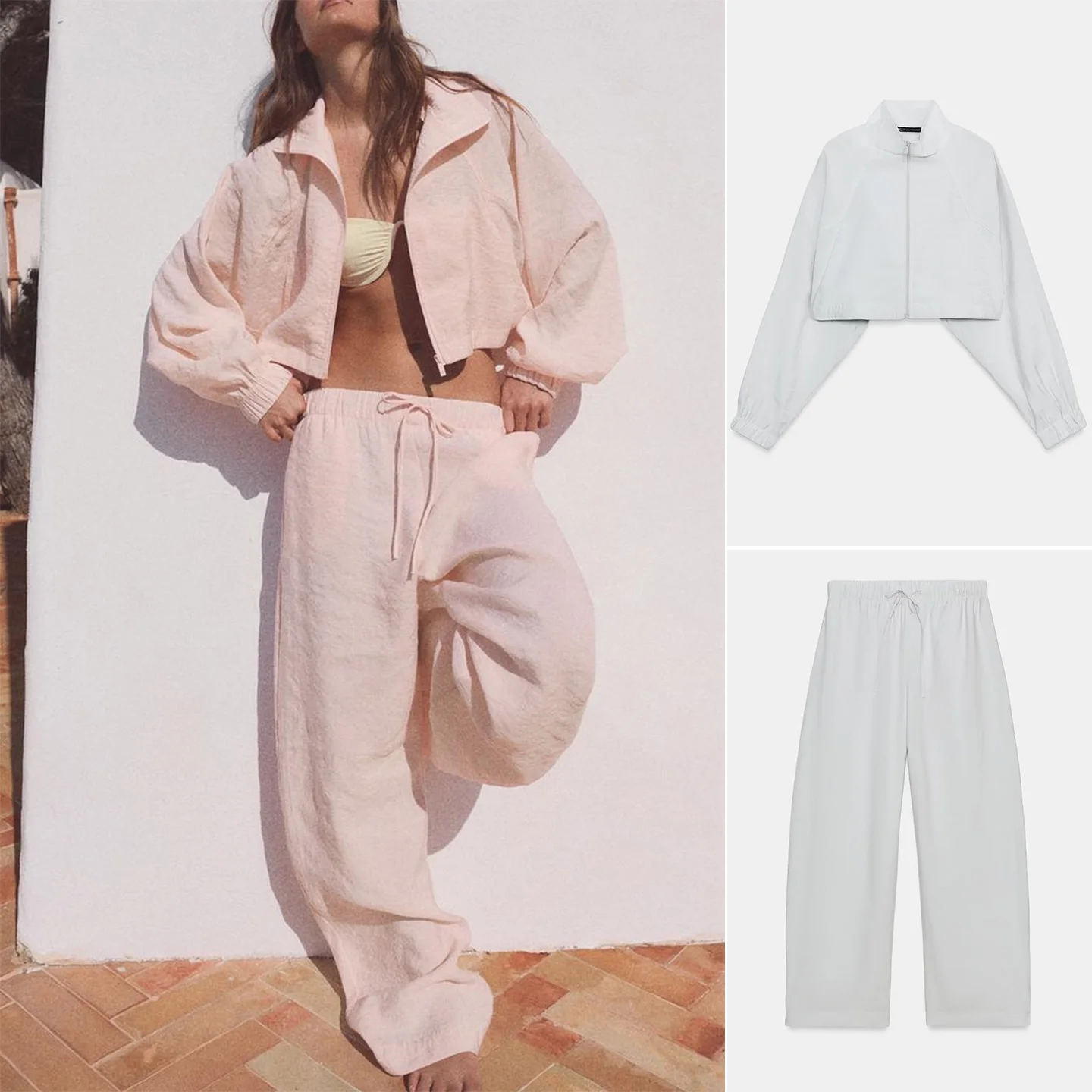 Zipper Short Jacket Long Sleeve Stand Collar Elastic Waist Women's Fashion Set Summer Collection Knee-Length Pants
Zipper Short Jacket Long Sleeve Stand Collar Elastic Waist Women's Fashion Set Summer Collection Knee-Length Pants