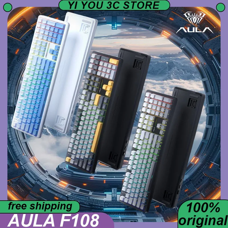 AULA F108 Esports Keyboard Wireless Tri-mode 4000mAh Hot Swap RGB 108Keys Gasket Custom PC Gaming Mechanical Keyboards
AULA F108 Esports Keyboard Wireless Tri-mode 4000mAh Hot Swap RGB 108Keys Gasket Custom PC Gaming Mechanical Keyboards