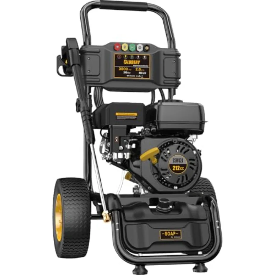 Gas Pressure Washer for outdoor cleaning black heavy-duty steel 3500 PSI/2.6 GPM with 30-ft hose soap tank 4-stroke OHV 212cc e
Gas Pressure Washer for outdoor cleaning black heavy-duty steel 3500 PSI/2.6 GPM with 30-ft hose soap tank 4-stroke OHV 212cc e