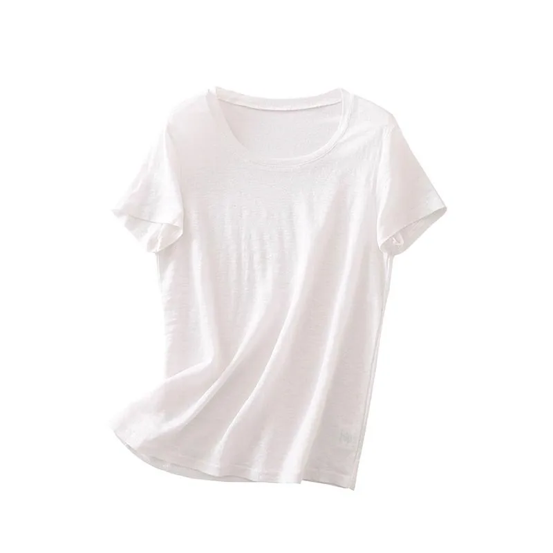 Summer New Mulberry Silk Casual T-shirt Japanese Simple Solid Color Short Sleeved Top Women Round Neck Clothes
Summer New Mulberry Silk Casual T-shirt Japanese Simple Solid Color Short Sleeved Top Women Round Neck Clothes