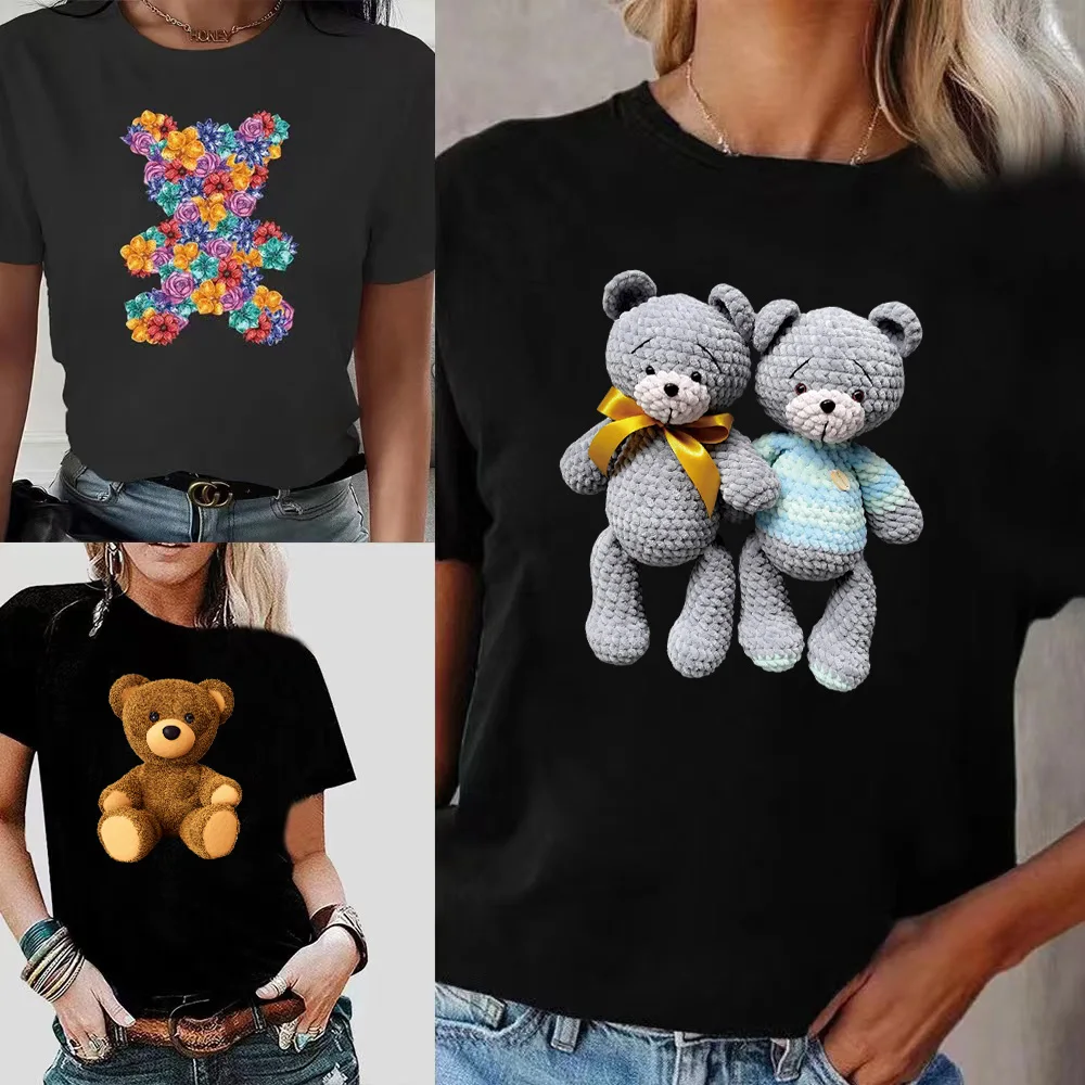 Fashion Bear Print Women T-Shirt Harajuku Round Neck Casual Loose Short Sleeve Summer Slim Soft Tops Clothing Hip Hop Streetwear
Fashion Bear Print Women T-Shirt Harajuku Round Neck Casual Loose Short Sleeve Summer Slim Soft Tops Clothing Hip Hop Streetwear