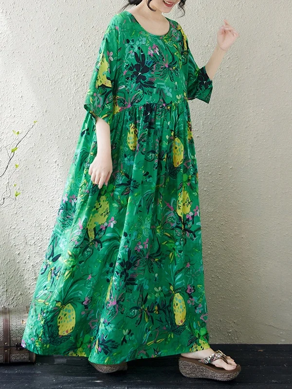 Ladies Summer New Retro Bohemian Loose A-Line Dress Short Sleeve Floral Print High Waist Cotton Citywalk Fashion Ethnic Style
Ladies Summer New Retro Bohemian Loose A-Line Dress Short Sleeve Floral Print High Waist Cotton Citywalk Fashion Ethnic Style