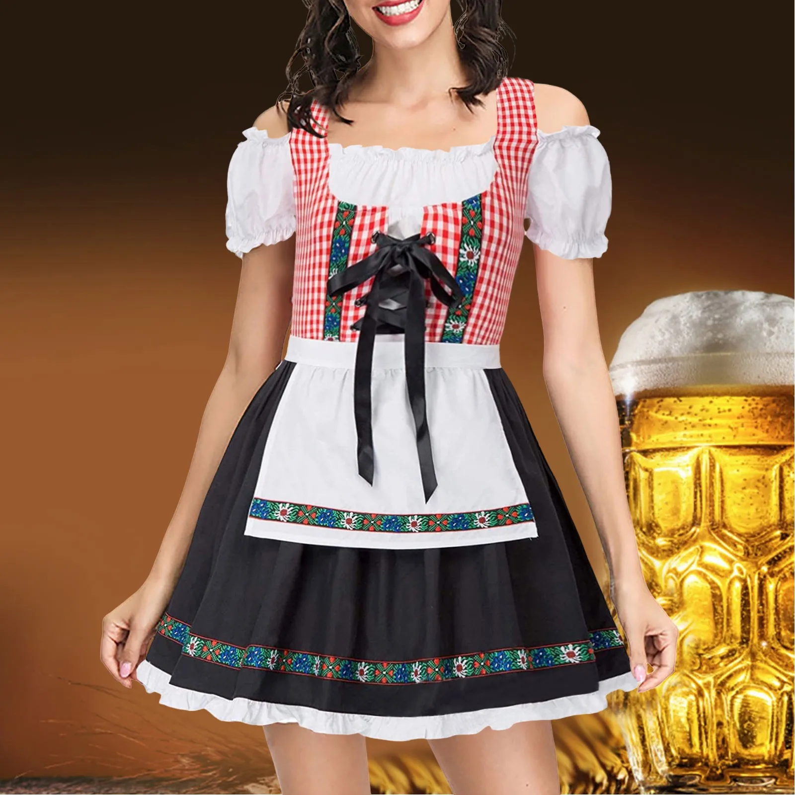 Women Fashion Oktoberfest Dress Bar Girl Plaid Dress Stage Performance Costume Black Gothic Dress Shirt
Women Fashion Oktoberfest Dress Bar Girl Plaid Dress Stage Performance Costume Black Gothic Dress Shirt