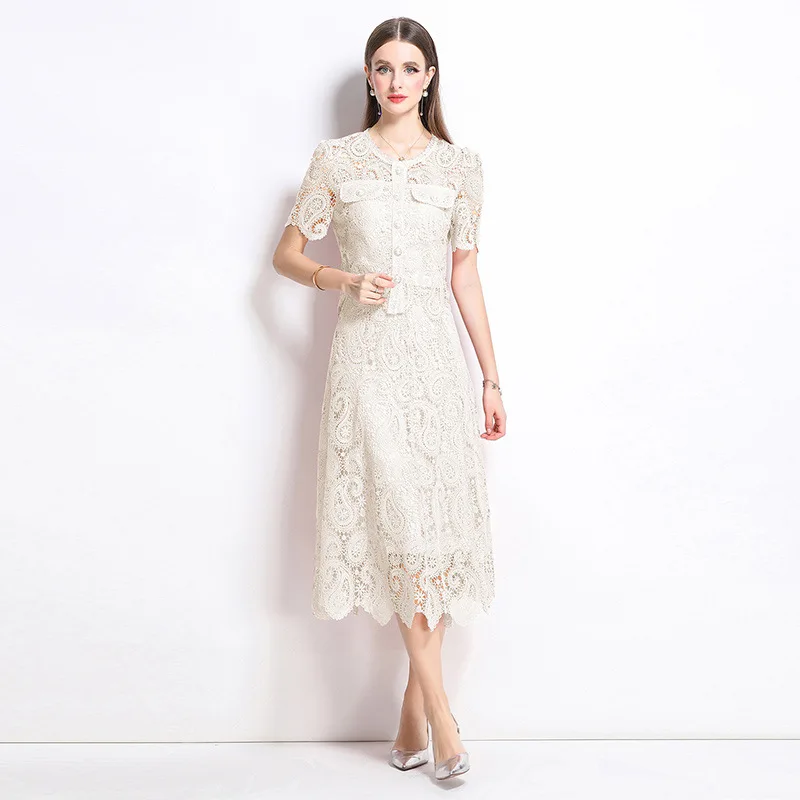 Elegant Embroidery Lace Dress Sets 2 Piece Women Long Skirts Suits Summer Hollow Out Short Top Midi Skirt Evening Party Robe
Elegant Embroidery Lace Dress Sets 2 Piece Women Long Skirts Suits Summer Hollow Out Short Top Midi Skirt Evening Party Robe