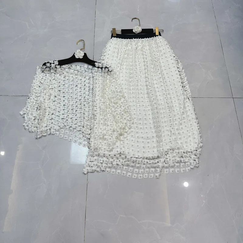 Summer Women Pearl Beaded Two Piece Set Puff Sleeve Top & Maxi Skirt Elegant Floral Lace Mesh Fashion Party Wedding Guest Dress
Summer Women Pearl Beaded Two Piece Set Puff Sleeve Top & Maxi Skirt Elegant Floral Lace Mesh Fashion Party Wedding Guest Dress
