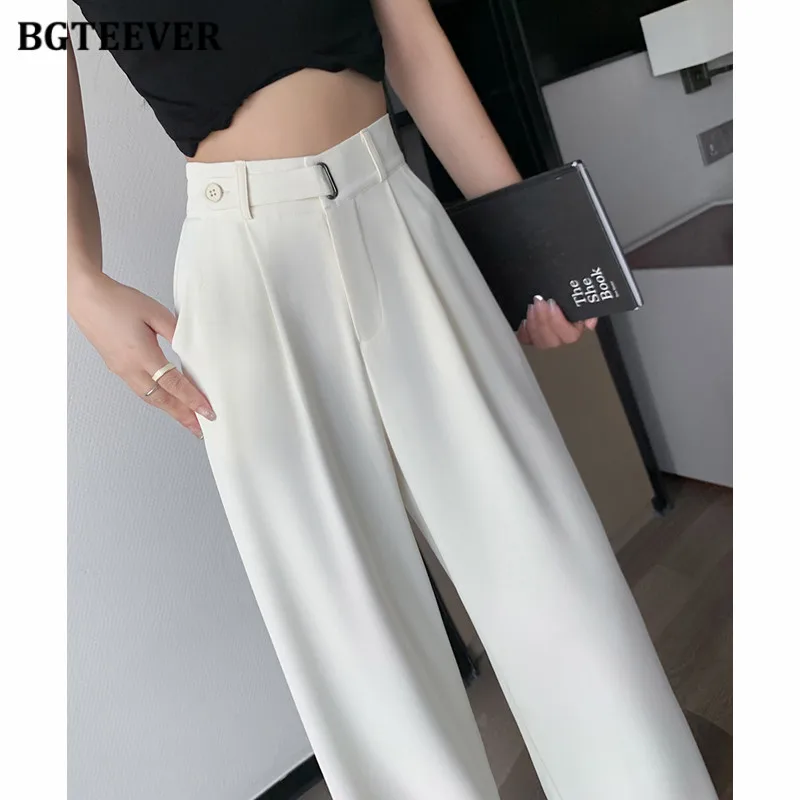 BGTEEVER Stylish High Waist Suit Long Pants for Women Elegant Single Button Pockets Autumn Wide Leg Trousers Female
BGTEEVER Stylish High Waist Suit Long Pants for Women Elegant Single Button Pockets Autumn Wide Leg Trousers Female