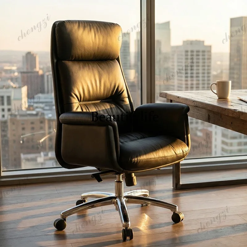 HR leather, office chair, simple high-end home study chair, comfortable and sedentary computer chair
HR leather, office chair, simple high-end home study chair, comfortable and sedentary computer chair
