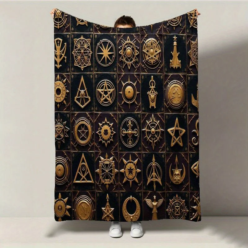1pc Luxury Plush Flannel Blanket - Dark Brown/Golden Occult Symbol, All-Season Halloween/Christmas Gift
1pc Luxury Plush Flannel Blanket - Dark Brown/Golden Occult Symbol, All-Season Halloween/Christmas Gift
