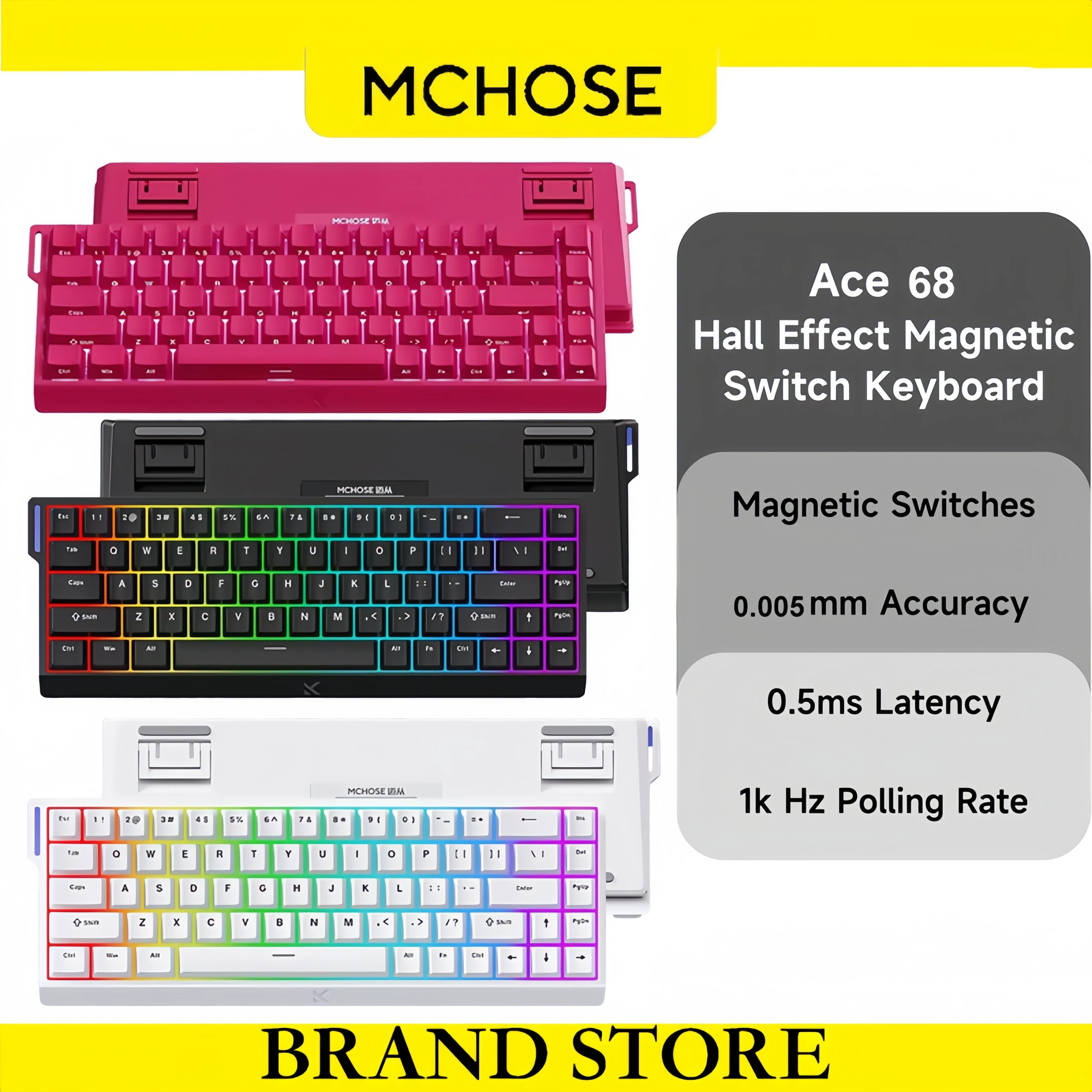 MCHOSE ACE68 Magnetic Keyboard Wired Mechanical ACE60 Pro for Gaming 0.01mm RapidTrigg 8000Hz SOCD/Rs 0.125ms 128K Sampling Rate
MCHOSE ACE68 Magnetic Keyboard Wired Mechanical ACE60 Pro for Gaming 0.01mm RapidTrigg 8000Hz SOCD/Rs 0.125ms 128K Sampling Rate