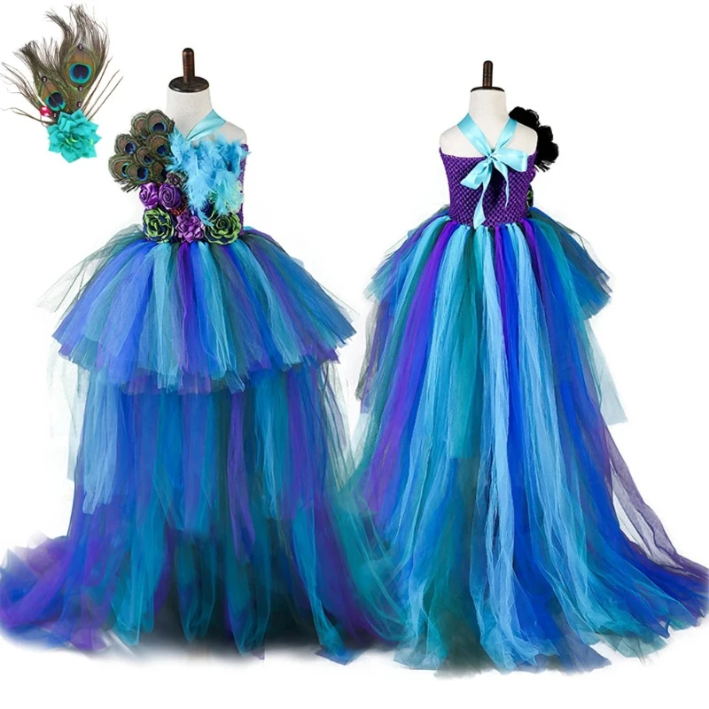 Pageant Halloween Party Dresses for Girls Tutu Outfits High Low Princess Ball Gown for Kids Peacock Feather Long Tail Costumes
Pageant Halloween Party Dresses for Girls Tutu Outfits High Low Princess Ball Gown for Kids Peacock Feather Long Tail Costumes