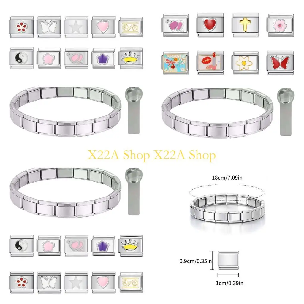 Unique Elegant Italian Charm Bracelet Craft Set with Assorted Links and Opening Tool
Unique Elegant Italian Charm Bracelet Craft Set with Assorted Links and Opening Tool