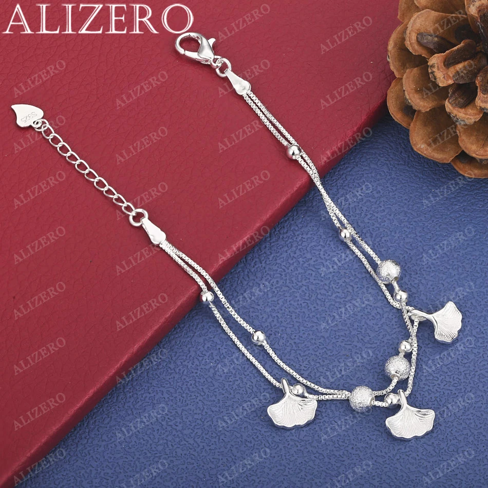ALIZERO New 925 Sterling Silver Double-Layer Apricot Leaves Matte Beads Charm Bracelet For Women Fashion Accessories Jewelry
ALIZERO New 925 Sterling Silver Double-Layer Apricot Leaves Matte Beads Charm Bracelet For Women Fashion Accessories Jewelry