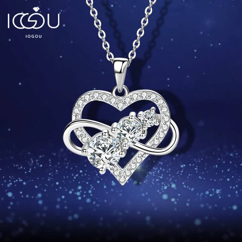 IOGOU Pure Silver 925 Heart Pendant Round D1.60CT Moissanite Infinity Pendant Necklace for Women Engagement Birthday Party Gift
IOGOU Pure Silver 925 Heart Pendant Round D1.60CT Moissanite Infinity Pendant Necklace for Women Engagement Birthday Party Gift