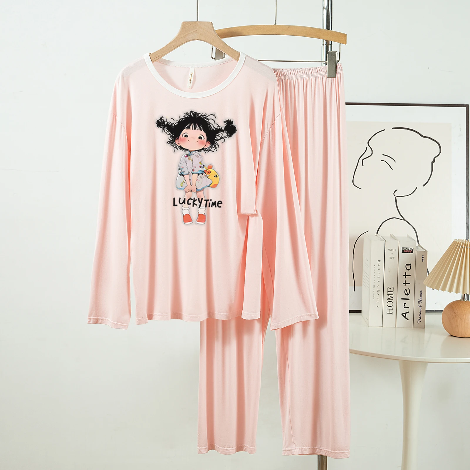 5178-302 New Casual and Lazy Style Modal Round Neck Pajamas for Women, Spring and Autumn Long-Sleeved Long Pants Two-Piece Home Wear
5178-302 New Casual and Lazy Style Modal Round Neck Pajamas for Women, Spring and Autumn Long-Sleeved Long Pants Two-Piece Home Wear