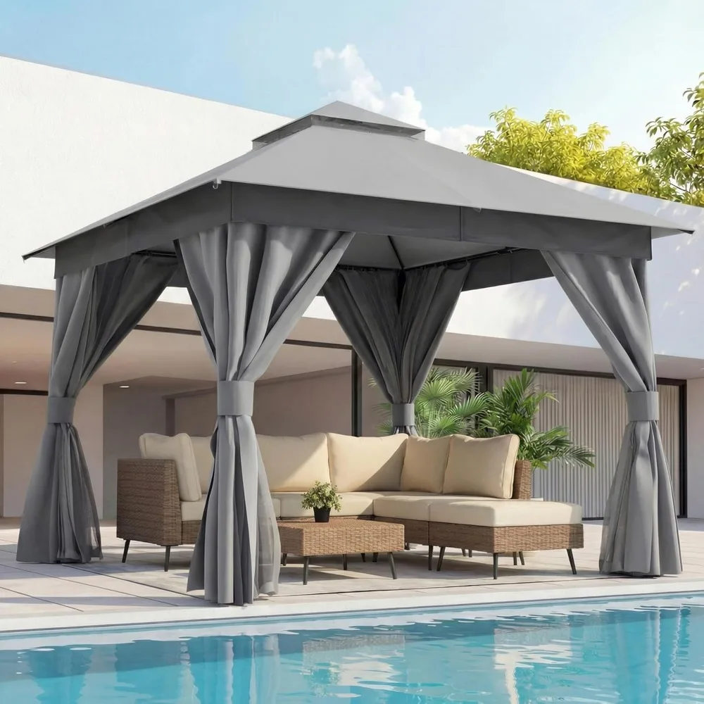 Gazebo 10x10ft, Heavy Duty Patio Gazebo with Expansion Bolts, Party Canopy Tent with Double Roofs, Mosquito, Customized
Gazebo 10x10ft, Heavy Duty Patio Gazebo with Expansion Bolts, Party Canopy Tent with Double Roofs, Mosquito, Customized